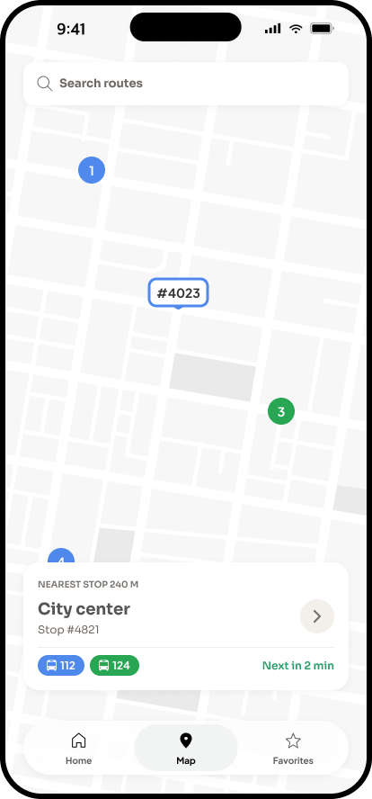 Transit Navigation App screen 2