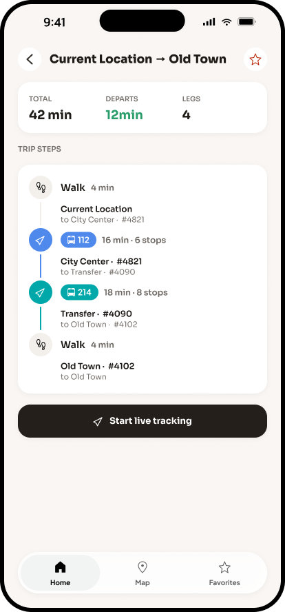 Transit Navigation App screen 5